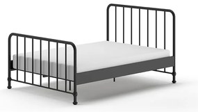 Letto singolo in metallo nero con griglia 140x200 cm BRONXX - Vipack
