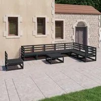 Set Divani da Giardino 9 pz Nero in Legno Massello di Pino cod mxl 37550