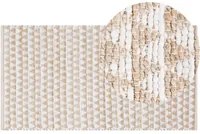 Tappeto Beige Iuta e Misto Cotone 80 x 150 cm Motivo Geometrico Intrecciato a Mano