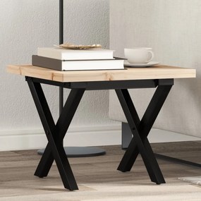 Tavolino Salotto Telaio A X 50x50x35,5 Cm Legno Pino E Acciaio /