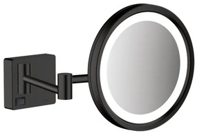 Specchio da rasatura a muro orientabile ingrandimento 3x con luce led nero opaco hansgrohe addstoris 41790670