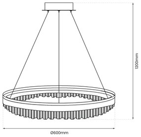 Lampadario LED a sospensione con filo LED/52W/230V diametro 60 cm oro
