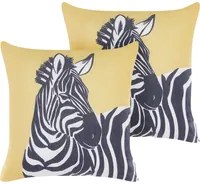 Set di 2 cuscini decorativi Giallo Stampa animali 45 x 45 cm zebra moderno Safari