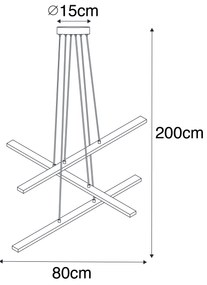 Lampada a sospensione nera incl. LED dimmerabile a 3 livelli 6 luci - Jolanta