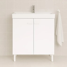 Mobile da bagno sotto lavabo SENSEA Easy bianco laccato opaco L 70 x H 80 x P 40 cm 2 ante, lavabo non incluso