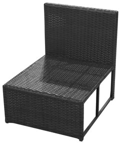 Set mobili da giardino con cuscini 8 pz in polyrattan nero