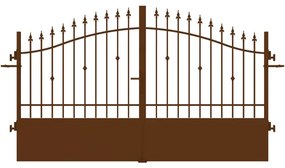 Cancello manuale battente Civetta in ferro, apertura centrale, L 308.5, H 150-180 cm, di colore ruggine