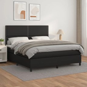 Giroletto A Molle Con Materasso Nero 160x200 Cm İn Similpelle /