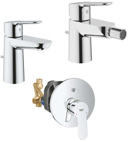 Set Miscelatori Grohe Bauedge lavabo bidet e incasso doccia con deviatore in ottone cromato con piletta di scarico INCLUSA