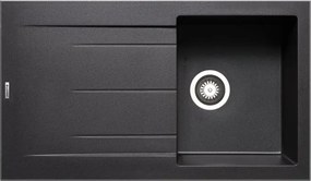 Lavello integrato 1 vasca in granito nero DELINIA Alazia L 50 x L 86 cm, sgocciolatoio a sinistra