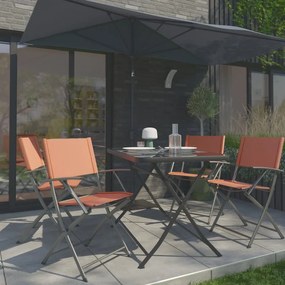 Set tavolo e sedie Emys NATERIAL in acciaio arancione per 4 persone