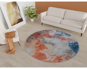 Tappeto rotondo lavabile blu-arancio ø 80 cm - Vitaus