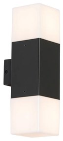 Lampada da parete per esterni nera con paralume opale 2 luci IP44 - Denmark