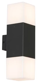 Lampada da parete per esterni nera con paralume opale 2 luci IP44 - Denmark