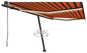 Tenda Automatica Sensore Vento E Led 450x350 Cm Arancio Marrone /