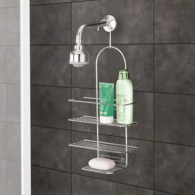 Mensola da bagno da appendere color argento lucido in acciaio Luxy – Metaltex