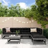 Set Divani da Giardino 7pz con Cuscini in Legno Massello Grigio 3185964