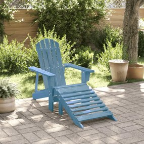 Sedia Adirondack Con Ottomana Blu İn Legno Massello Di Abete /