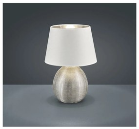 Lampada da tavolo bianca in ceramica e tessuto, altezza 35 cm Luxor - Trio