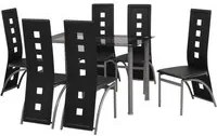 Set Tavolo da Pranzo 7 pz Nero