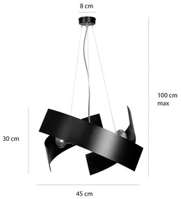 Sospensione Moderna 1 Luce Modo In Fasce Di Acciaio Nero