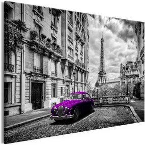 Quadro Car in Paris (1 Part) Violet Wide  Colore Viola, Dimensioni e Misure 120x80