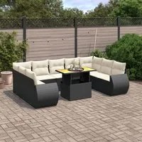 Set Divani da Giardino 10pz con Cuscini in Polyrattan Nero 3272337