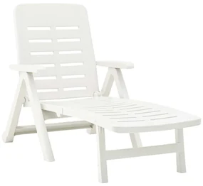 Lettino Prendisole Pieghevole İn Plastica Bianco /