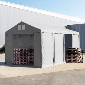 TOOLPORT 4x8m tenda capannone, altezza 3,0m porta a cerniera, PVC 850, grigio, senza statica - (79795)