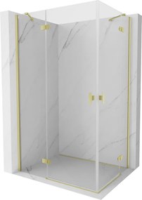 Mexen Mist-H Duo cabina doccia con porta a battente sinistra 100 x 90 cm, trasparente, oro spazzolato - 8A5-100L-090P-55-00