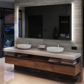 Rettangolare specchio bagno con luce LED L62 specchio retroilluminato da trucco con Specchio cosmetico, Tappetino riscaldante