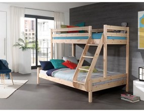 Letto a castello in legno di pino 140x200/90x200 cm in colore naturale Pino - Vipack