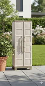 Armadio da Esterno 4 Ripiani 65x45x182H cm in Plastica Keter Excellence Alto Beige/Tortora...