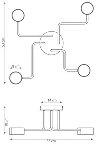 Lampada da soffitto in acciaio KURAGE 4 nera 4xGX53