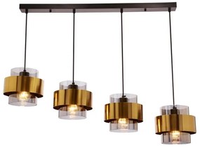 Lampadario a sospensione con filo SPIEGA 4xE27/60W/230V oro/nero