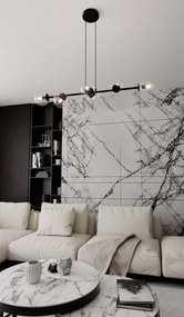 Lampadario a Sospensione in Acciaio e Vetro ROSSI 6 Nero 6xE14