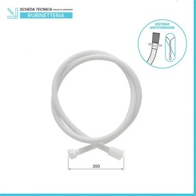 Laccio doccia 200 cm in silicone bianco antitorsione Hidra