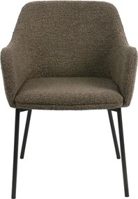 Sedia da pranzo marrone in imbottito con braccioli Melilla – House Nordic