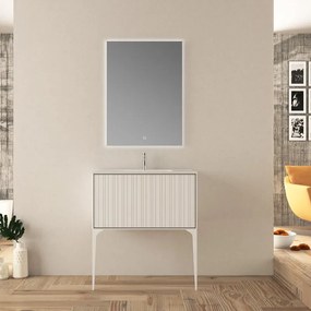 Mobile da bagno sotto lavabo BADEN HAUS DOMINO bianco opaco L 80 x H 43 x P 46 cm 1 cassetto, lavabo non incluso
