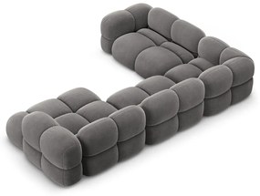 Divano angolare grigio (con penisola a sinistra/a U) con rivestimento in velluto Loretto – Cosmopolitan Design