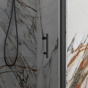 Porta doccia battente 80 cm telaio nero vetro fumé altezza 200h | KS2800NF - KAMALU