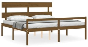 Letto per Anziani con Testiera Miele 200x200 cm Legno Massello