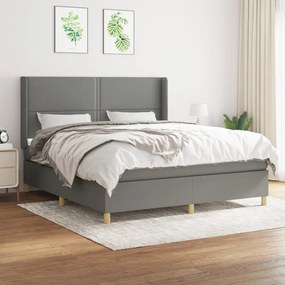 Giroletto a molle con materasso grigio scuro 180x200 cm tessuto