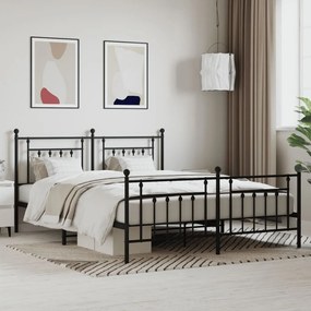 Giroletto Senza Materaso Con Pediera İn Metallo Nero 160x200 Cm /