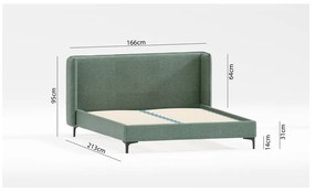 Letto matrimoniale imbottito verde con griglia 160x200 cm Basti - Ropez