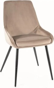 Sedia imbottita Cobe velluto beige Blu40