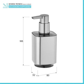 Dispenser sapone in plastica color argento satinato e nero Lumina