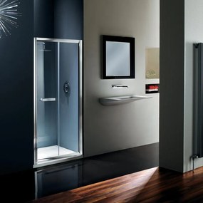 Box doccia con ingresso frontale L 100 x H 195 cm, in vetro trasparente profilo argento cromato Namara