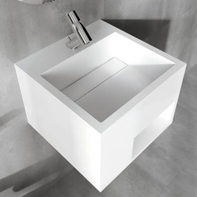 Lavabo sospeso quadrato L 40 x H 30 x P 40 cm in resina bianco