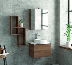 Composizione mobiletto bagno 60 cm, 2 pensili e specchio contenitore SP-60C - KAMALU